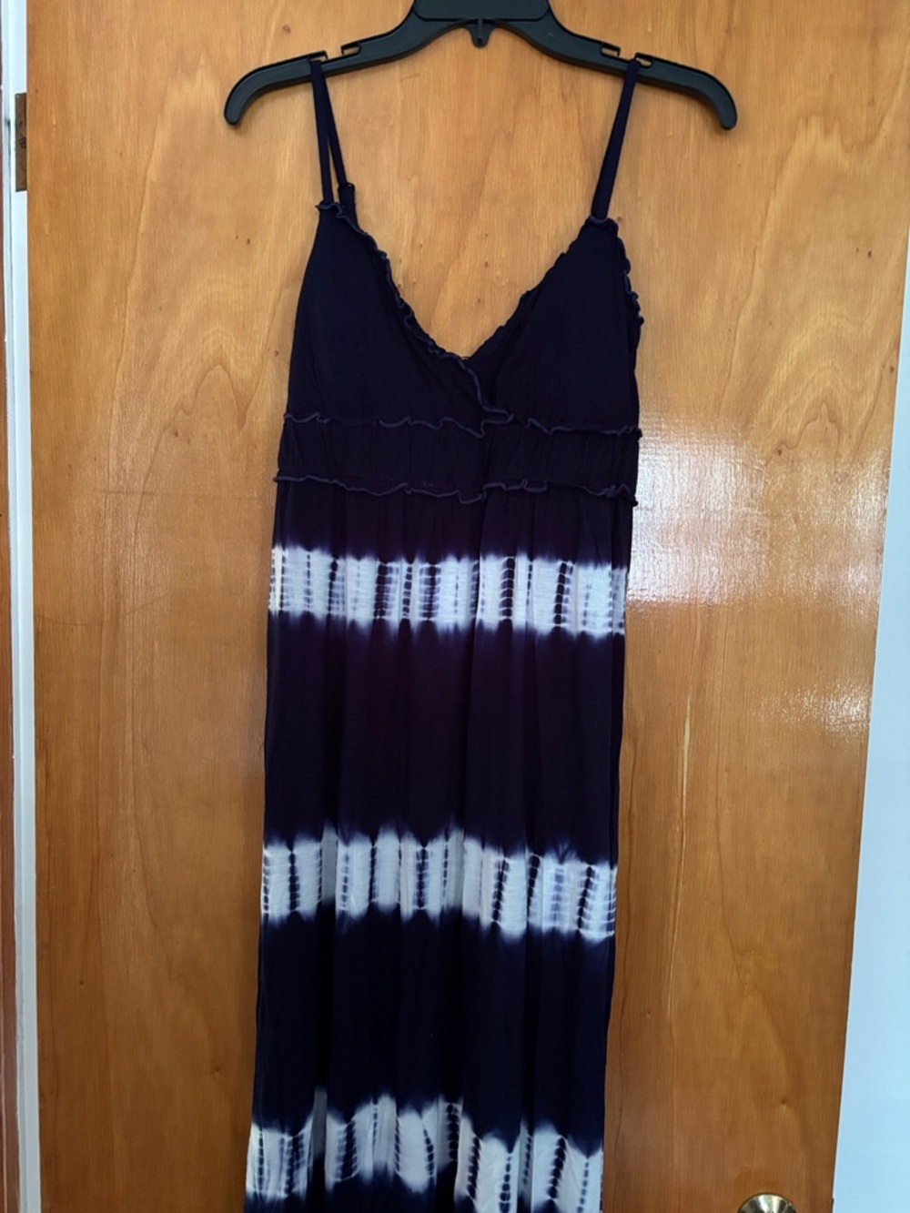 INC International Concepts Navy and White Tie-Dye Maxi Dress